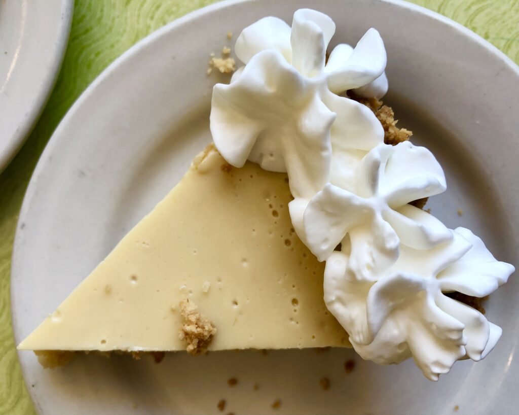 slice of atlantic beach pie as seen from above at oceanana pier house